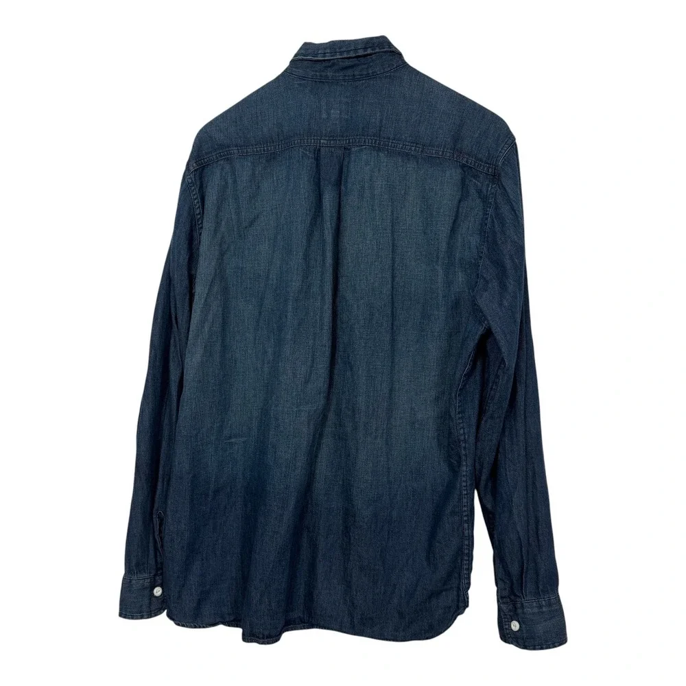 Levis Mens XL Denim Button Down Shirt Dark Wash Long Sleeve Dual Pocket Cotton